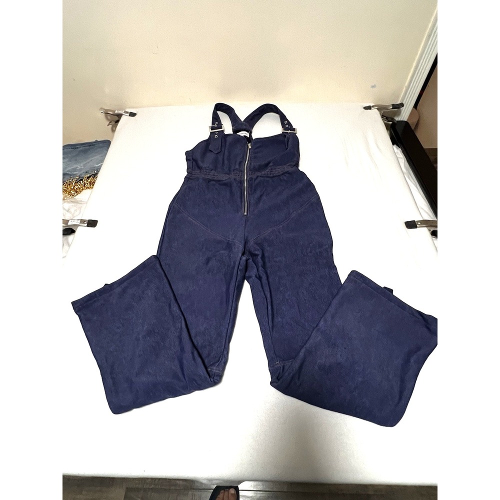 We Wore What Women's Sleeveless‎ Ski Suit Darkwash Denim Texture Size L